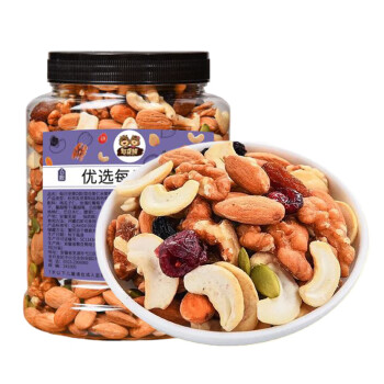 憨豆熊每日坚果500g罐装坚果炒货腰果葡萄干混合坚果休闲零食大礼包	